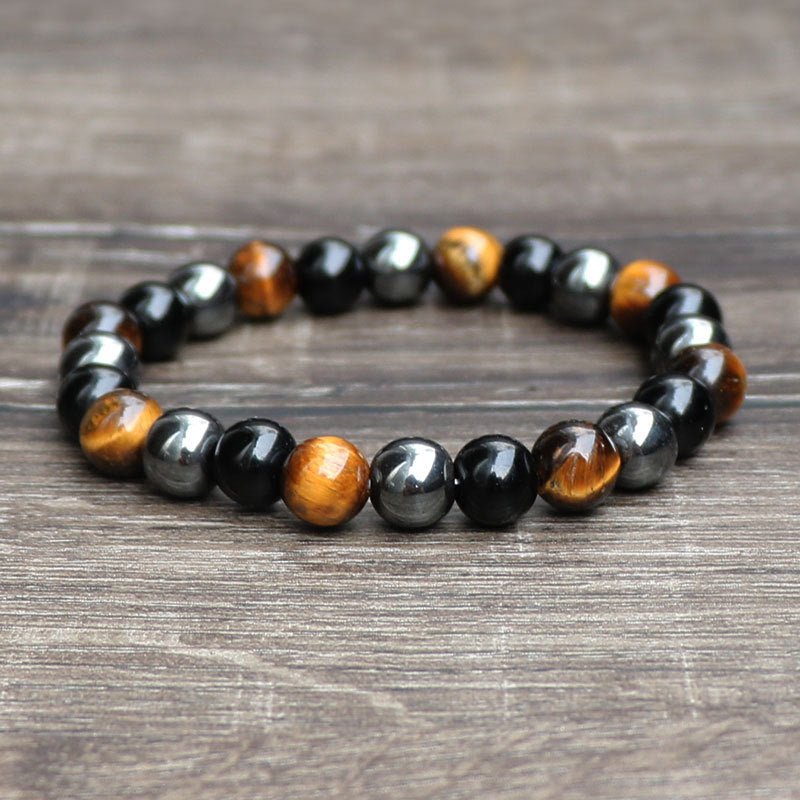 Tiger Eye Stone Bracelet with natural stone in a lifestyle setting.
