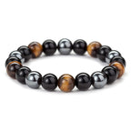 Tiger Eye Stone Bracelet with natural stones in a lifestyle setting.