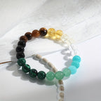 Detail close-up of the citrine malachite bracelet featuring a beaded design with natural stones.