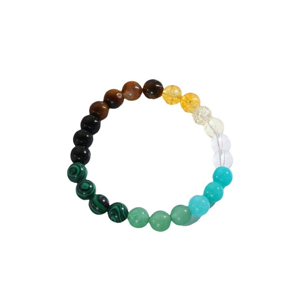 Close-up detail of the citrine malachite bracelet highlighting a beaded design with natural stones.