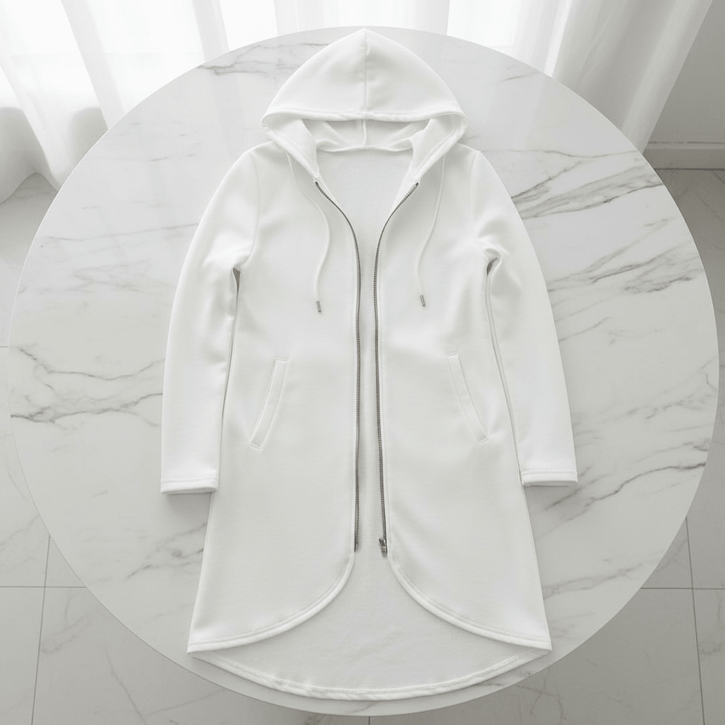 Velvet-Lined Zip Hoodie for Women – Black & White - @BlackWhite