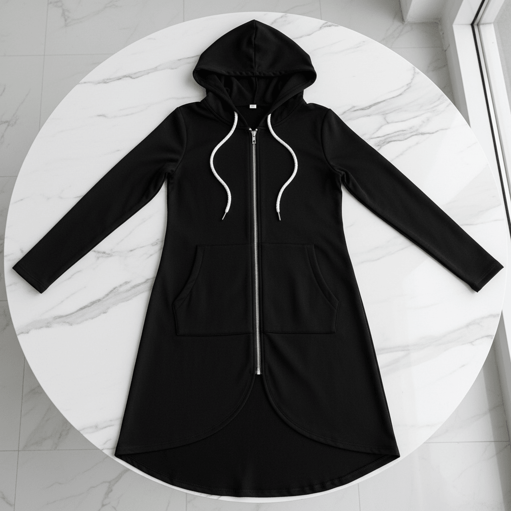 Velvet-Lined Zip Hoodie for Women – Black & White - @BlackWhite