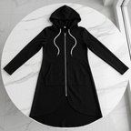 Velvet-Lined Zip Hoodie for Women – Black & White - @BlackWhite