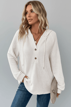 Waffle Knit Hooded Pullover Sweater – Black & White - @BlackWhite