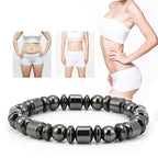 Chic black Magnetic Therapy Bracelet in lifestyle setting, showcasing minimalist design.