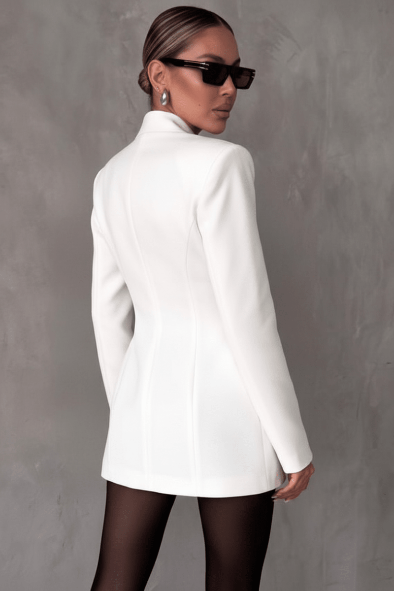 White Lapel Blazer – Chic & Versatile Women's Jacket - @BlackWhite