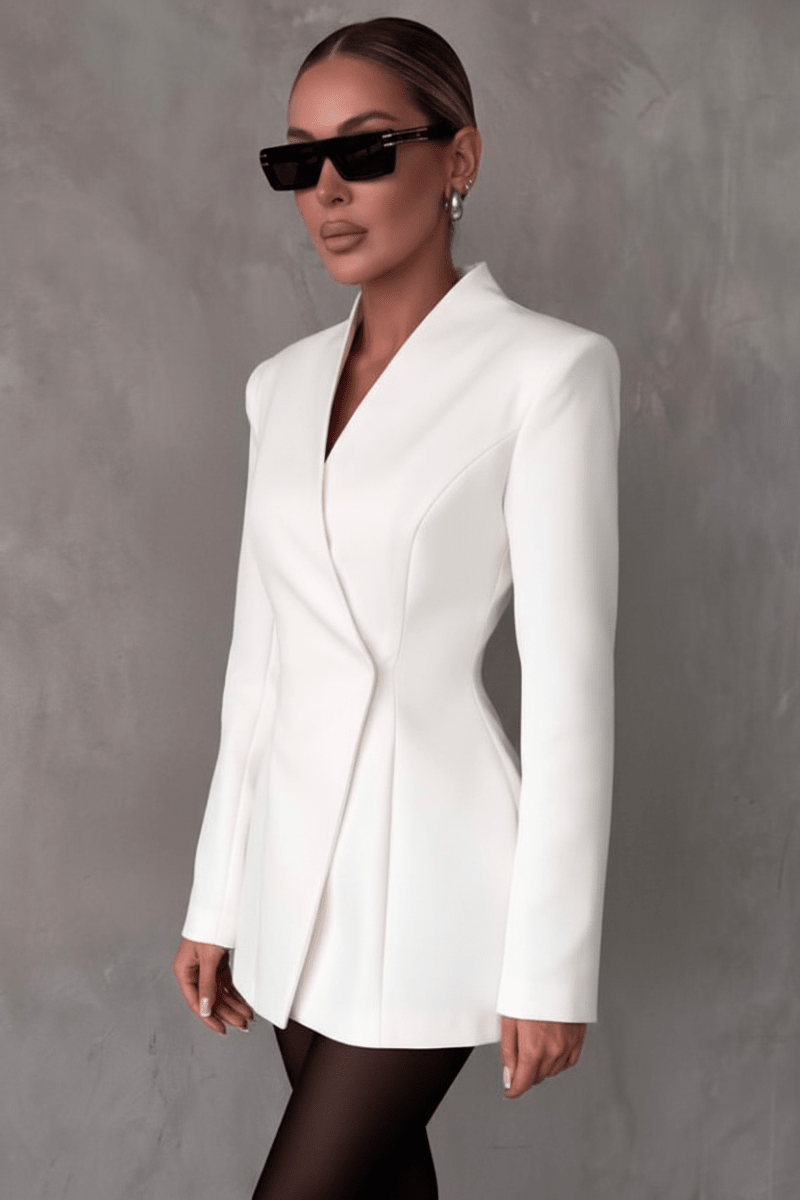 White Lapel Blazer – Chic & Versatile Women's Jacket - @BlackWhite