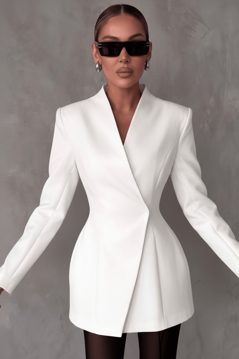 White Lapel Blazer – Chic & Versatile Women's Jacket - @BlackWhite