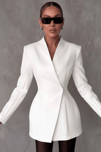 White Lapel Blazer – Chic & Versatile Women's Jacket - @BlackWhite