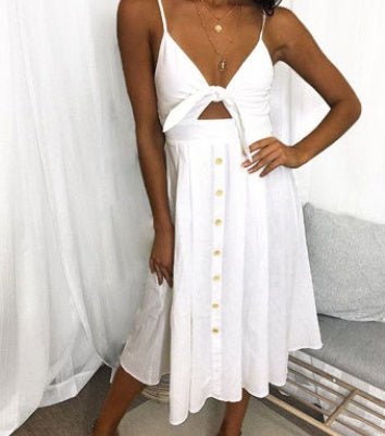 Women Summer Dresses Sleeveless Backless Strap Long Close-fitting Sheath Female Party Evening Dresses Vestidos - @BlackWhite