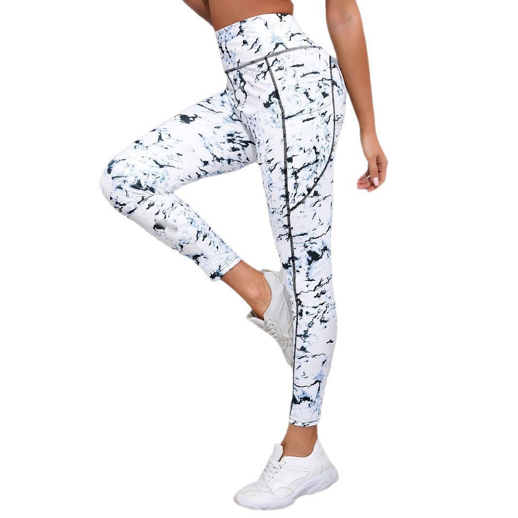Women's Bare-Feel Tight Fitness Leggings with Pockets - @BlackWhite