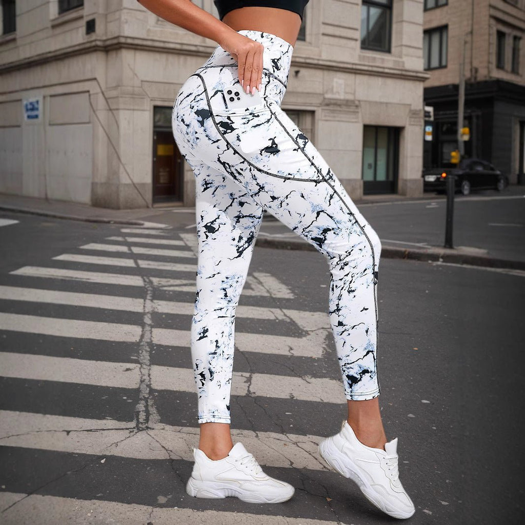 Women's Bare-Feel Tight Fitness Leggings with Pockets - @BlackWhite