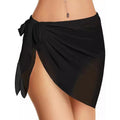 Women's Beach Sarong Wrap Skirt – Sheer Sun Protection Cover-Up - @BlackWhite