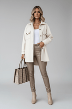 Women's Belted Lapel Jacket – Elegant Single-Breasted Coat - @BlackWhite