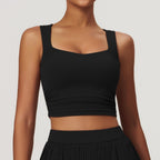 Women's Breathable Exercise Vest – Tight-Fit Back Top - @BlackWhite