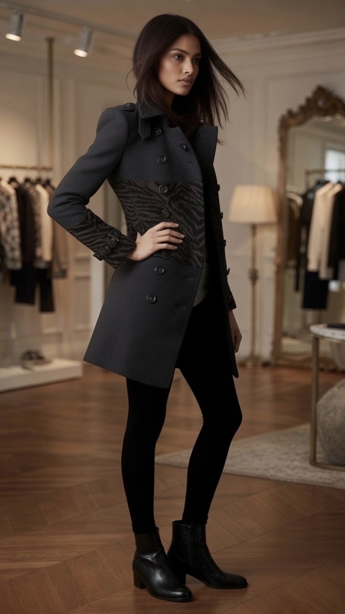 Women's Double-Breasted Wool Overcoat – Elegant Black Coat - @BlackWhite