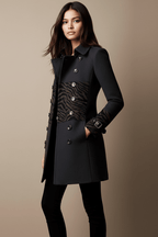 Women's Double-Breasted Wool Overcoat – Elegant Black Coat - @BlackWhite