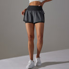 Women's Double-Layer Yoga Shorts – Moisture-Wicking - @BlackWhite