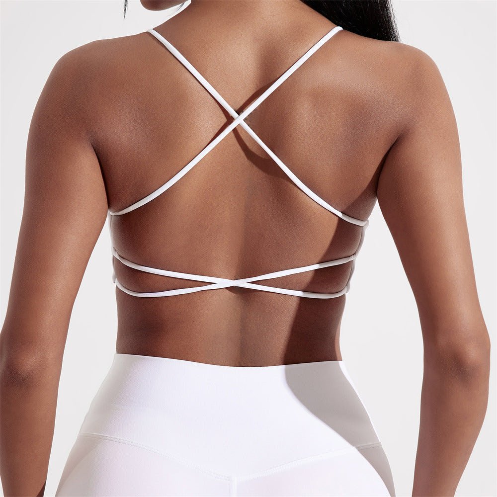 Women's High-Support Sports Bra with Double Straps - @BlackWhite