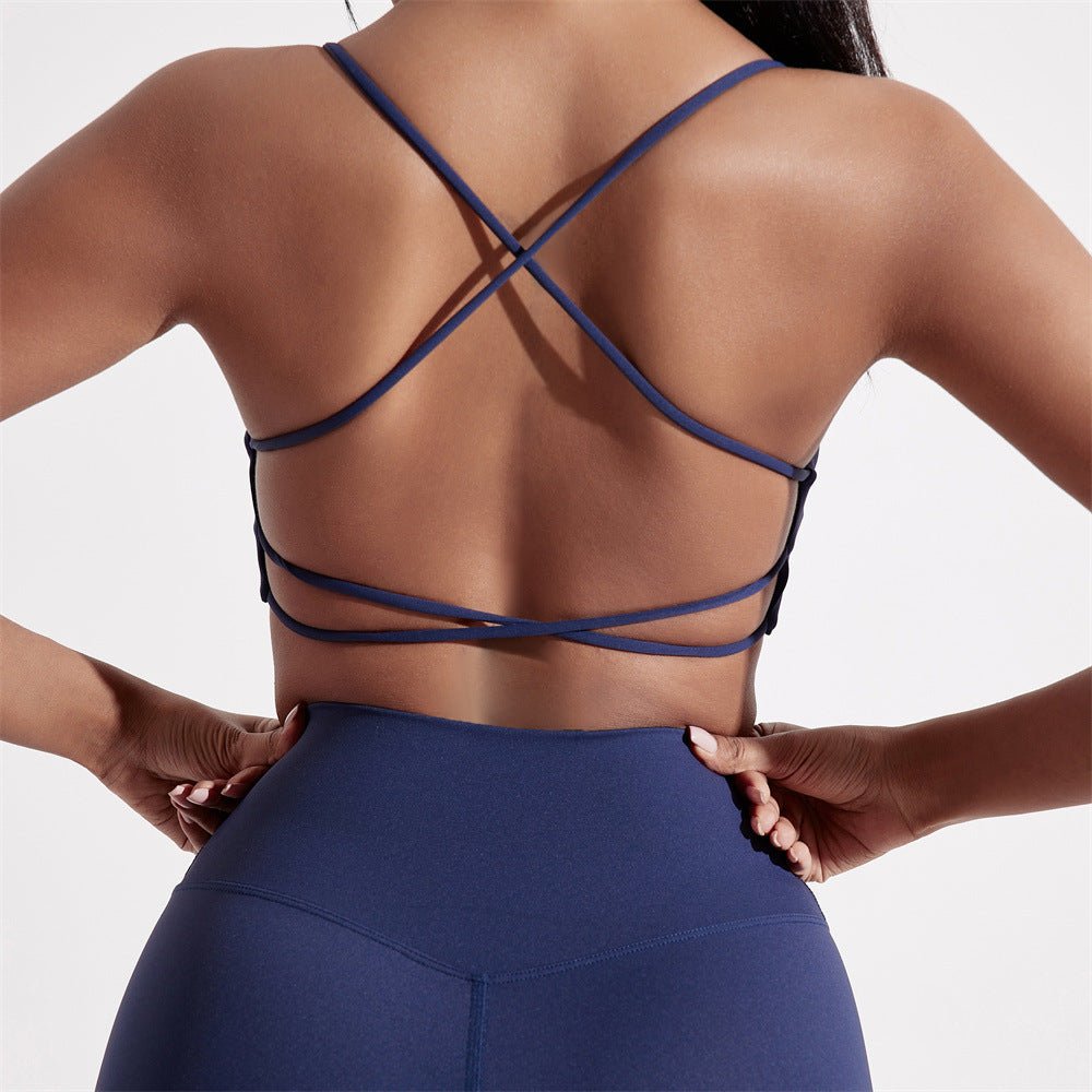 Women's High-Support Sports Bra with Double Straps - @BlackWhite