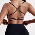 Women's High-Support Sports Bra with Double Straps - @BlackWhite