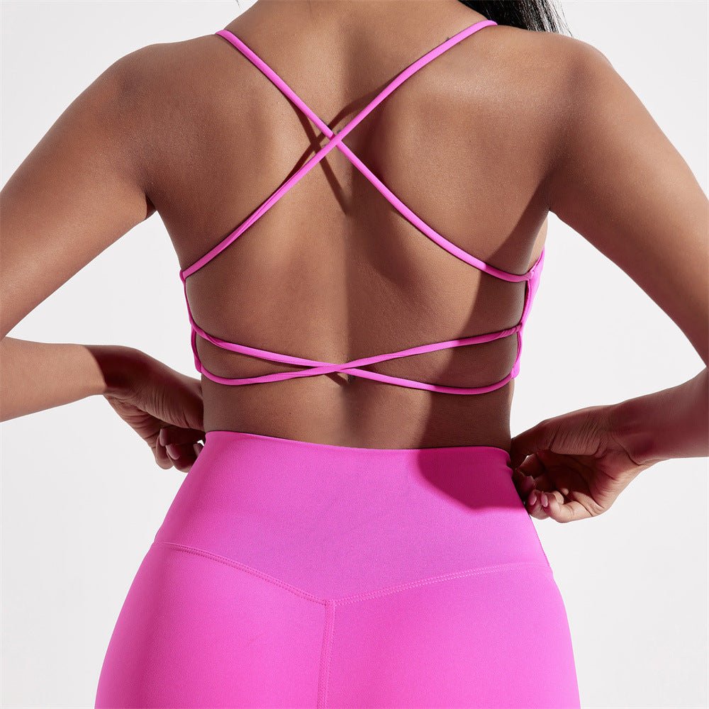 Women's High-Support Sports Bra with Double Straps - @BlackWhite