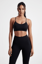 Women's High-Support Sports Bra with Double Straps - @BlackWhite