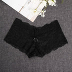 Black high-waist thong with lace trim, designed for a sophisticated and sensual look