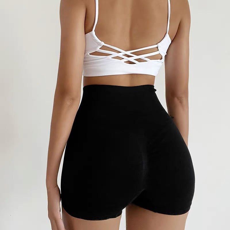 Women's High-Waist Fitness Shorts for Gym & Yoga - @BlackWhite