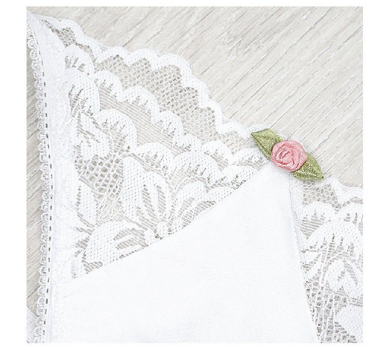 Close-up detail of a lace thong underwear, highlighting lace trim and seamless design.