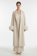 Women's Long Lapel Reversible Cashmere Coat – Beige & Black - @BlackWhite