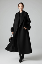 Women's Long Lapel Reversible Cashmere Coat – Beige & Black - @BlackWhite