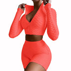 Women's Long Sleeve Yoga Set with Tummy Control Shorts - @BlackWhite