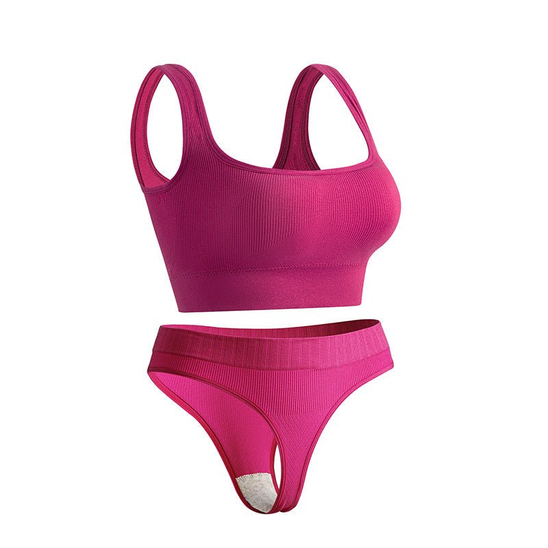 Women's Shockproof Sports Bra & Fitness Vest Set - @BlackWhite