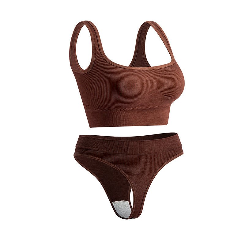 Women's Shockproof Sports Bra & Fitness Vest Set - @BlackWhite