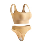 Women's Shockproof Sports Bra & Fitness Vest Set - @BlackWhite