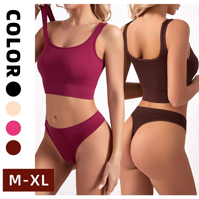 Women's Shockproof Sports Bra & Fitness Vest Set - @BlackWhite