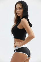 Women's Sleeveless Crop Sports Top for Yoga & Gym - @BlackWhite
