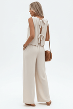 Women's Sleeveless Vest & Trousers Set – Chic Two-Piece - @BlackWhite