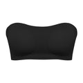 Front view of the black strapless tube bra, simple design with no straps for versatile styling