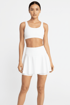 Women's Tennis Sports Skirt with Anti-Slip Pockets - @BlackWhite