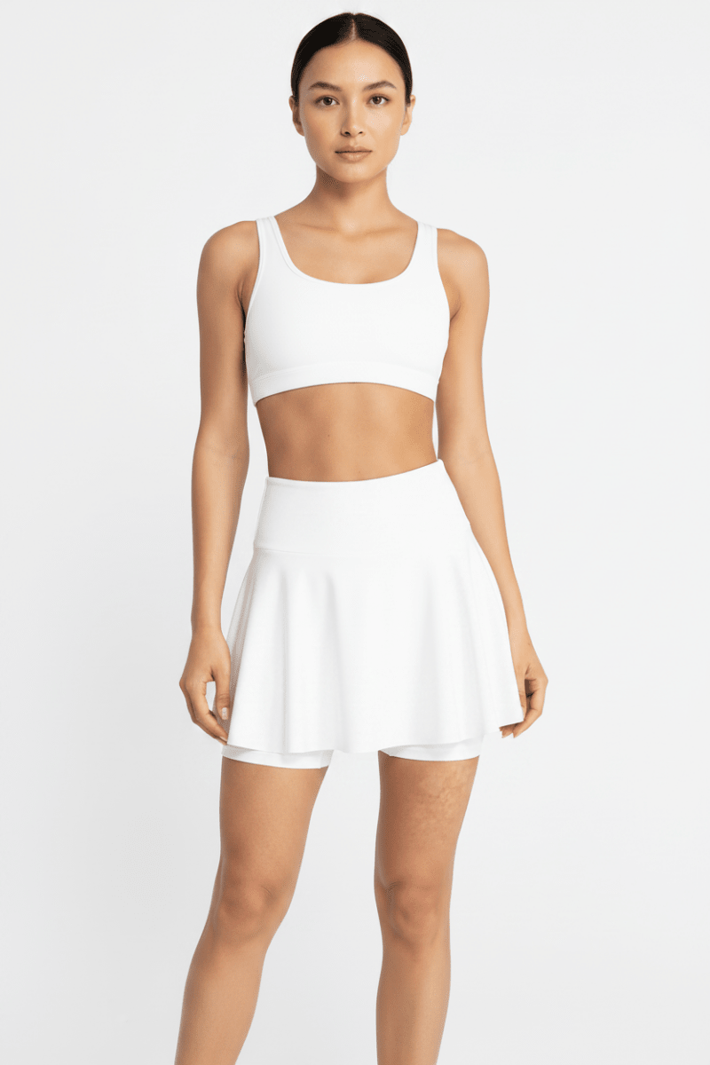 Women's Tennis Sports Skirt with Anti-Slip Pockets - @BlackWhite