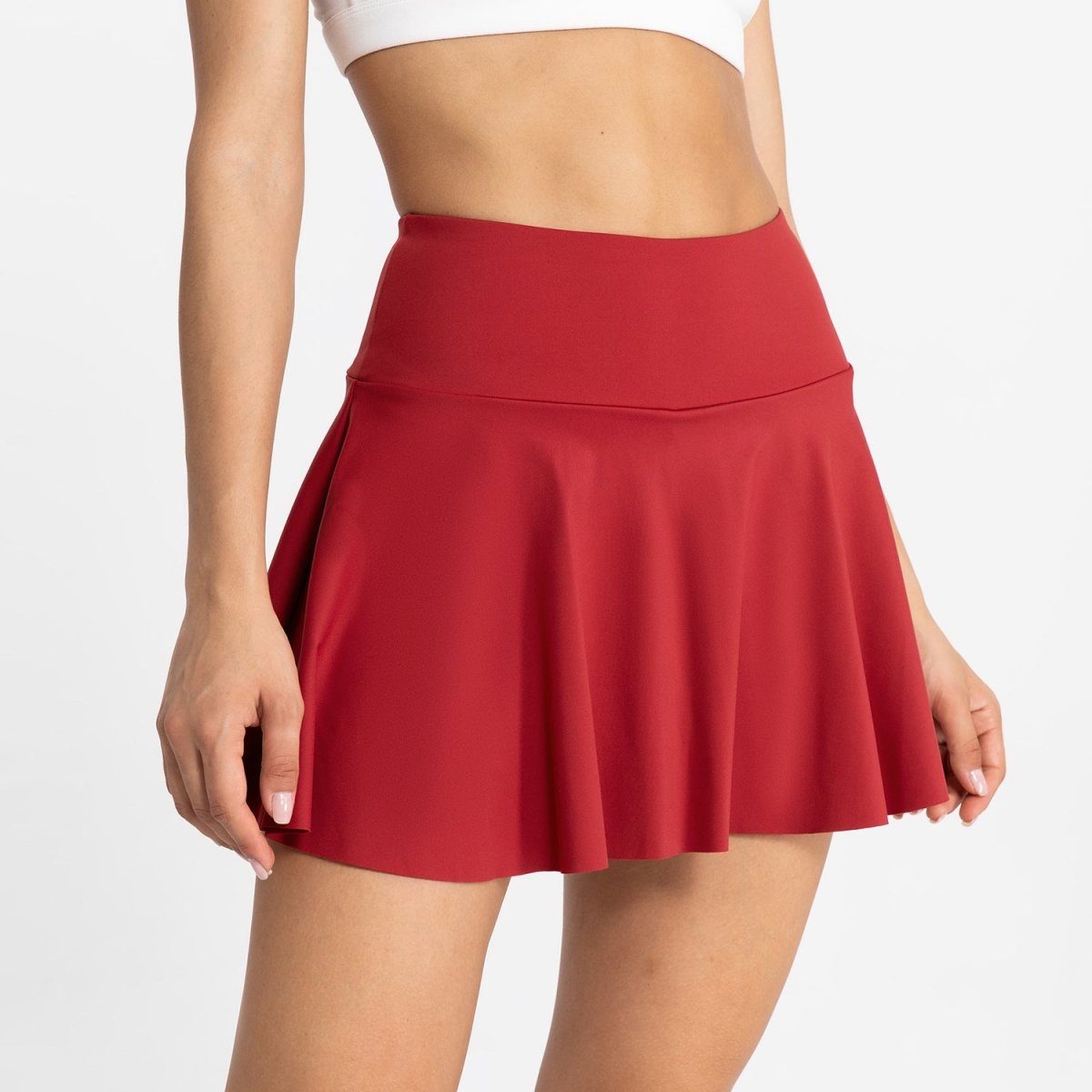 Women's Tennis Sports Skirt with Anti-Slip Pockets - @BlackWhite