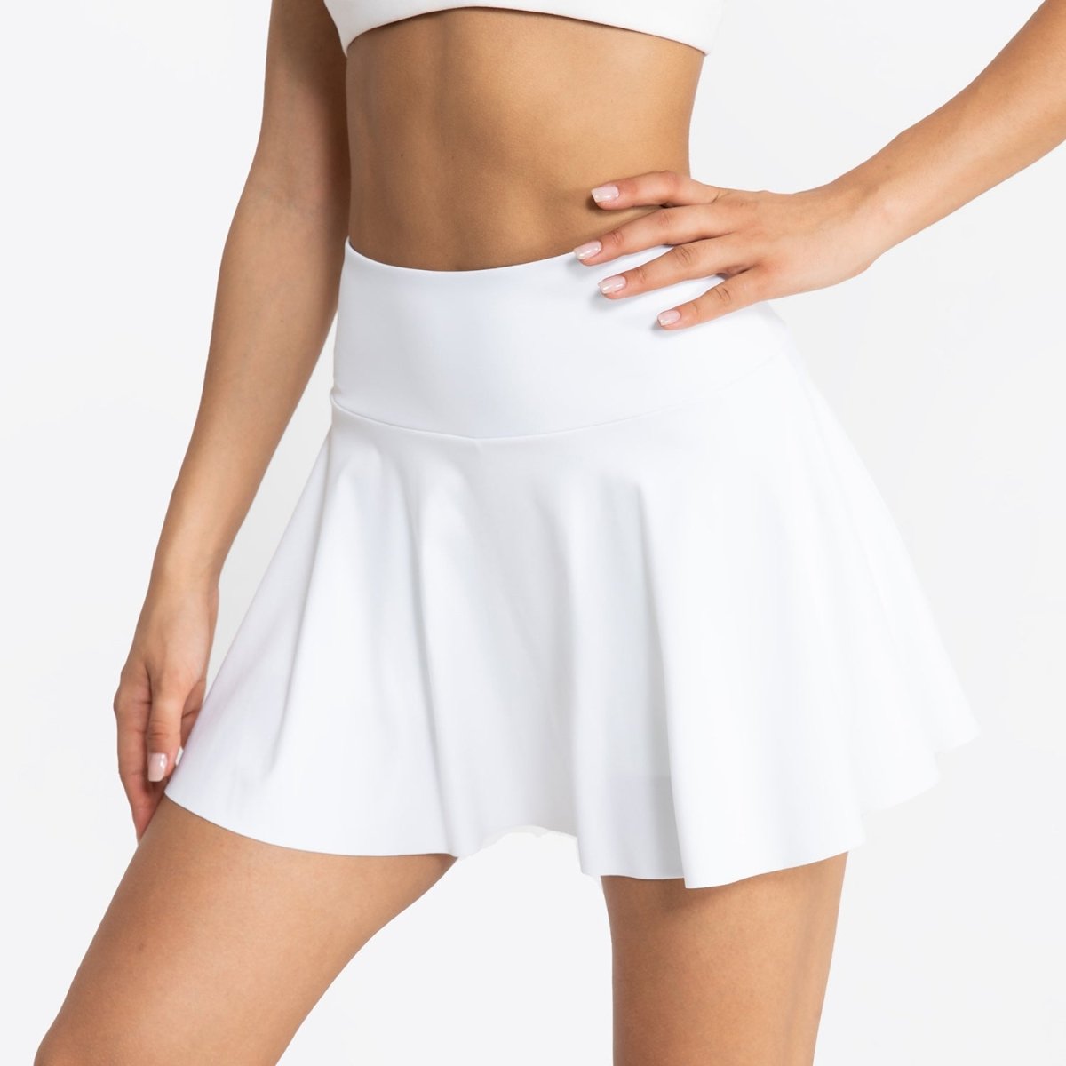 Women's Tennis Sports Skirt with Anti-Slip Pockets - @BlackWhite