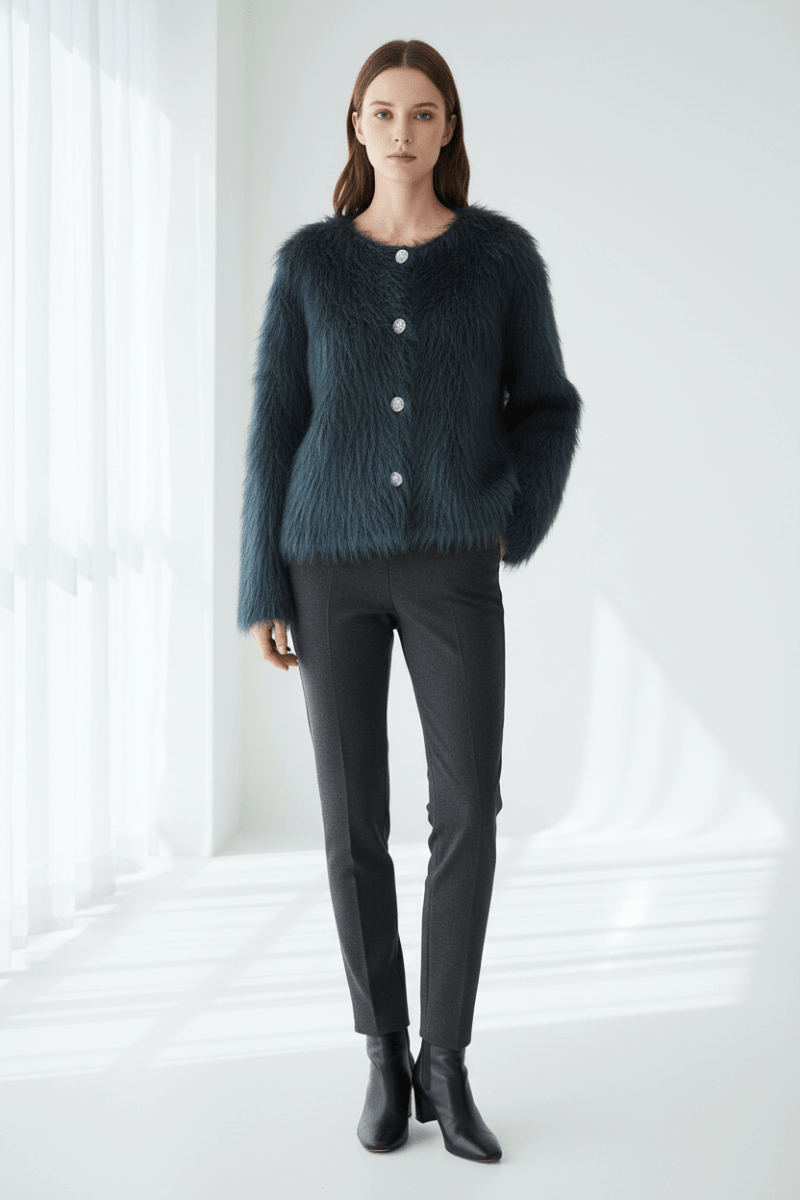 Women's Thick Knitted Button Cardigan – Black & White - @BlackWhite