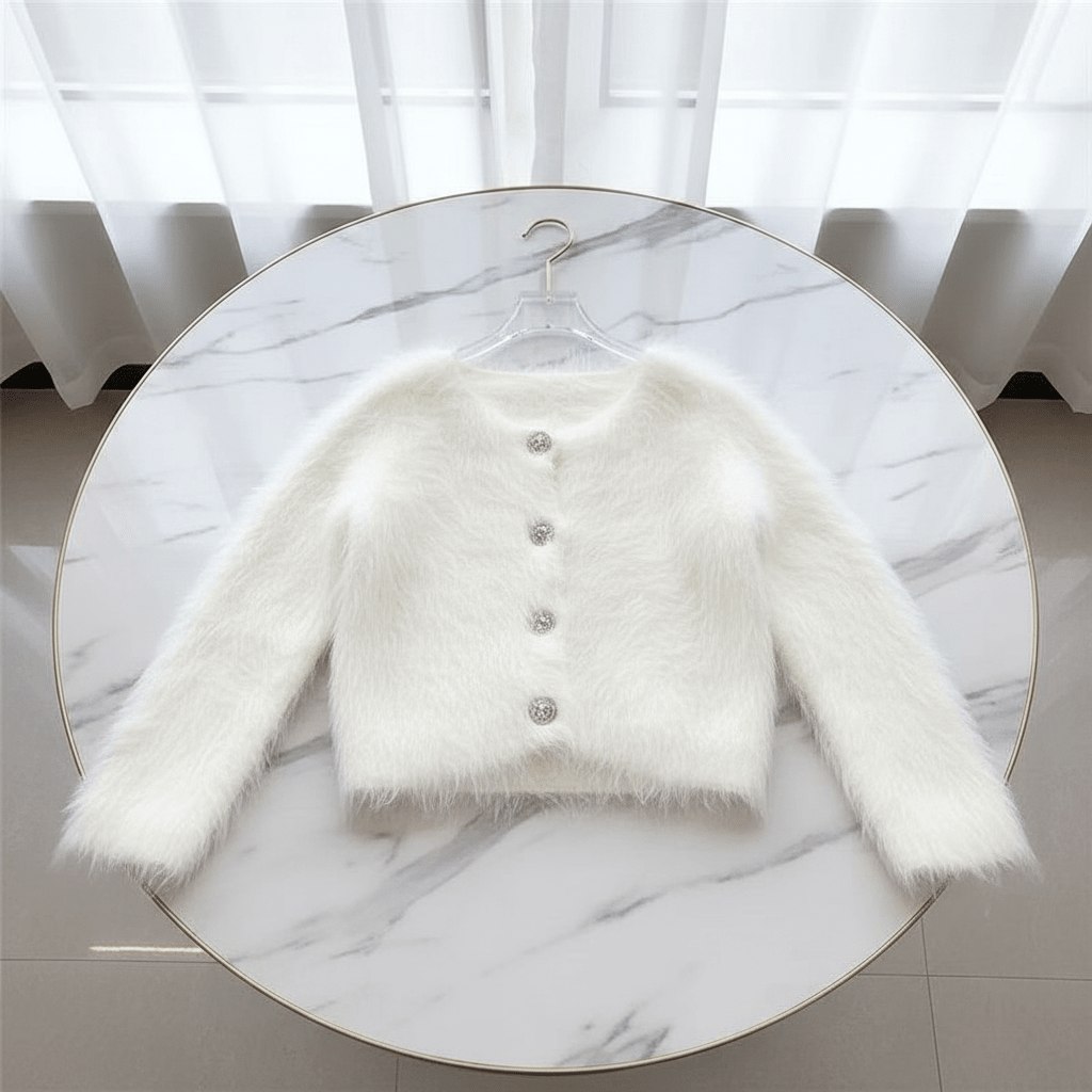 Women's Thick Knitted Button Cardigan – Black & White - @BlackWhite