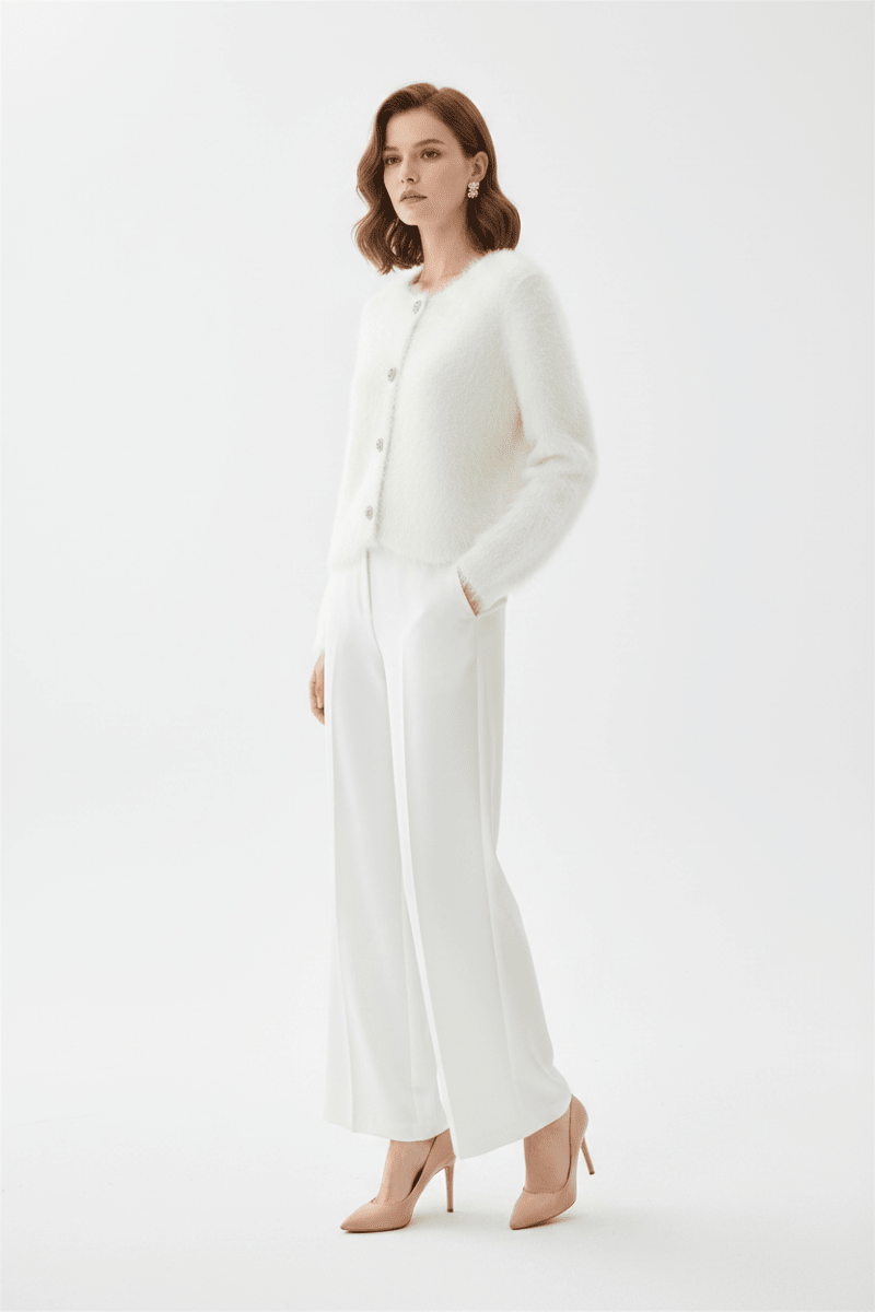 Women's Thick Knitted Button Cardigan – Black & White - @BlackWhite