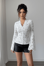 Women's White Lace Bodycon Top – Elegant & Sexy - @BlackWhite