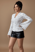 Women's White Lace Bodycon Top – Elegant & Sexy - @BlackWhite