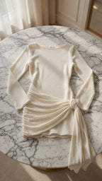 Y2K Backless Long-Sleeve Mini Dress – White | @BlackWhite - @BlackWhite